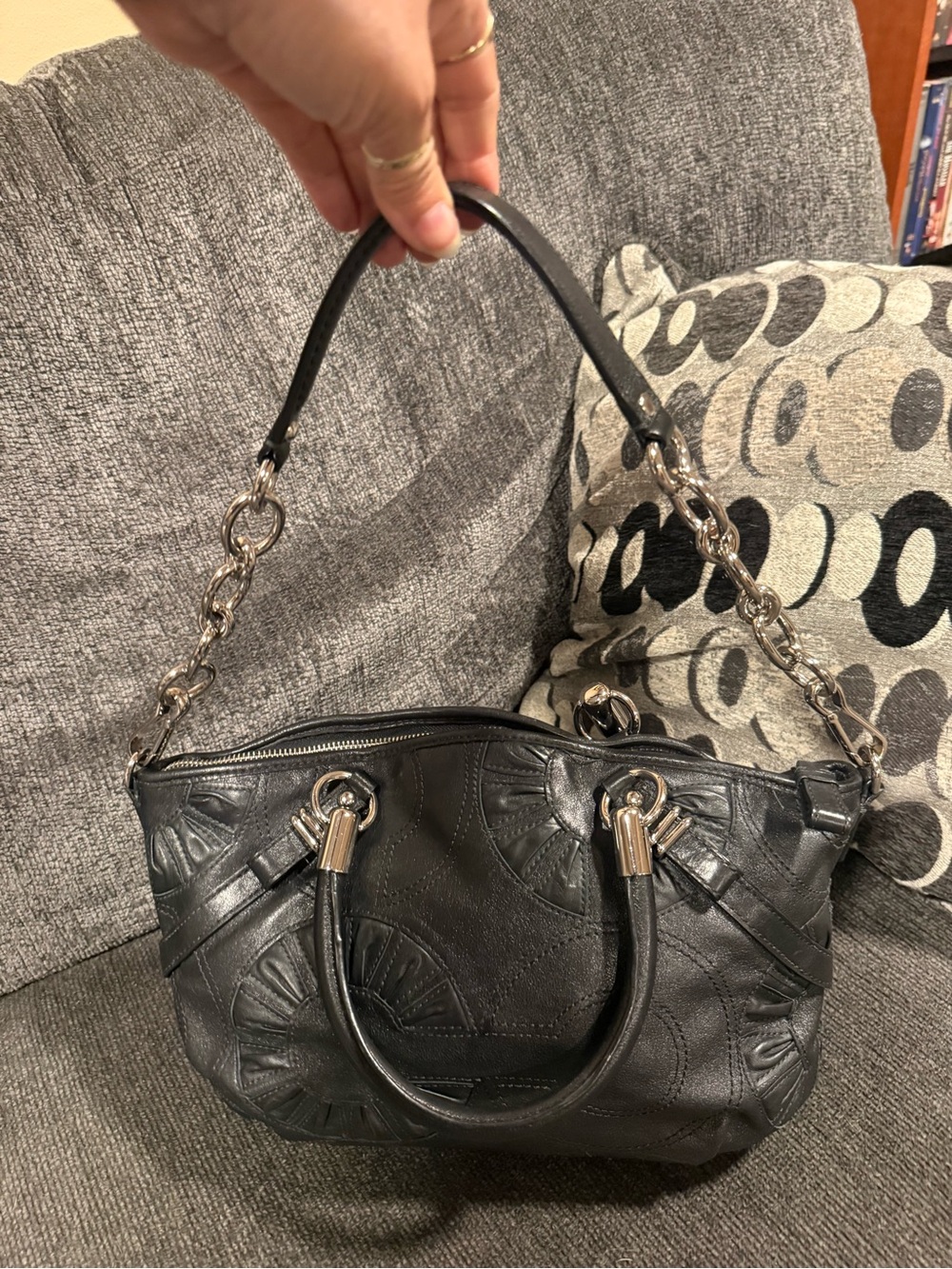 Black Women's Leather Satchel Handbag coach